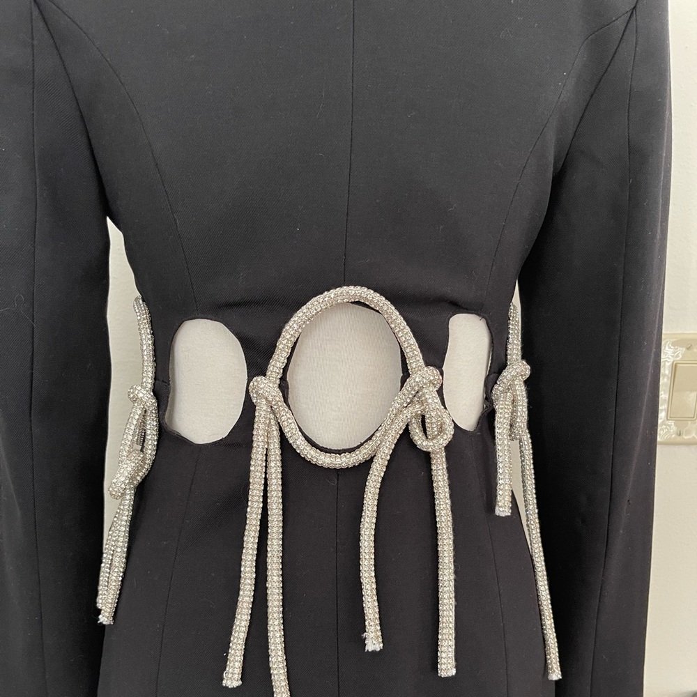 Black Rhinestone detail Blazer Dress